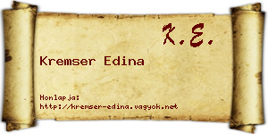 Kremser Edina névjegykártya